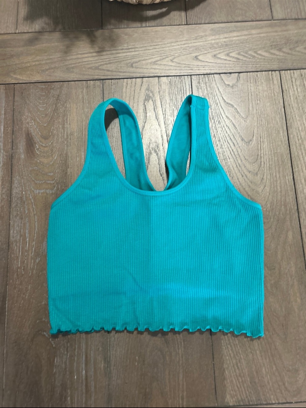 Spiritual Gangster Ribbed Racerback Crop Tank - Teal Green